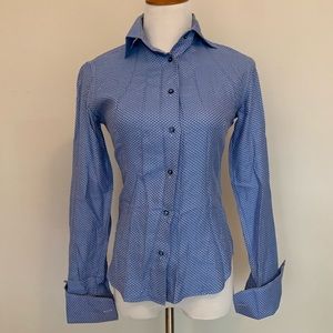 Kuhlman Blue w/ Polka Dots Button Down Blouse Sz S